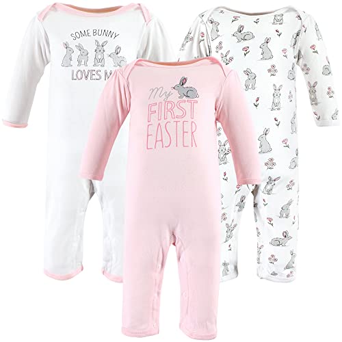 Image of Hudson Baby Unisex Baby Cotton Coveralls, Some Bunny, 3-6 Months
