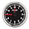 2in Universal Hourmeter Clock Gauge, 52mm, 0 12 Hours, Red Backlight, 12V/24V, IP67, Stainless Steel, Dial Silver Frame, for Car Boat Yacht