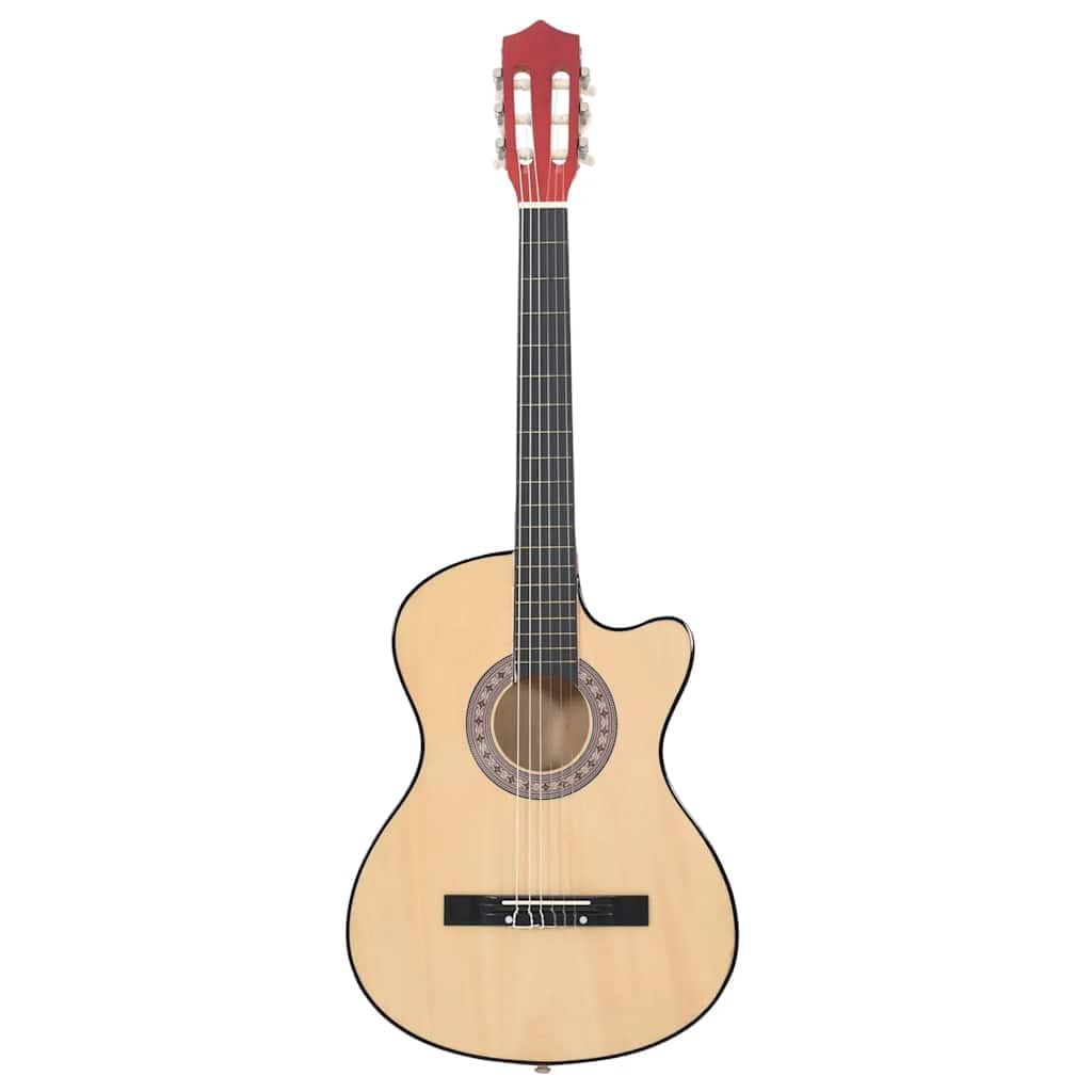 Westerngitarre Akustisch Cutaway 38 Zoll aus Lindenholz, 6 Saiten, Mensur 63 cm, Natur, für Anfänger, Unterricht, Musizieren, Zuhause, Bühne, Lagerfeuer, Reise
