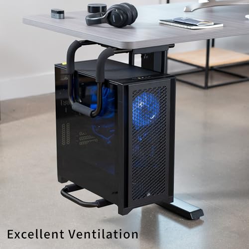 Image of VIVO X-Large Heavy Duty Adjustable Under-Desk Mount, Home and Office Computer CPU Tower Stand with Secure Locking, Holds up to 66 lbs, Black, MOUNT-PC04B-L