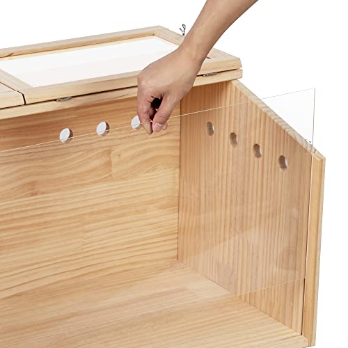Sardoxx Wooden Hamster Cage Large Animal Cage Acrylic Transparent Board, Watchable Habitat With Openable Top For Hamster, Rabbits, Guinea Pigs, Chinchillas, 31.5" L X 16" W X 15.8" H #TOP5