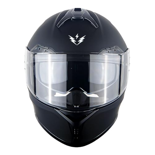 1Storm New Motorcycle Bike Modular Full Face Helmet Dual Visor Sun Shield with Rechargeable LED Tail Light: LED-X90 Matt Black