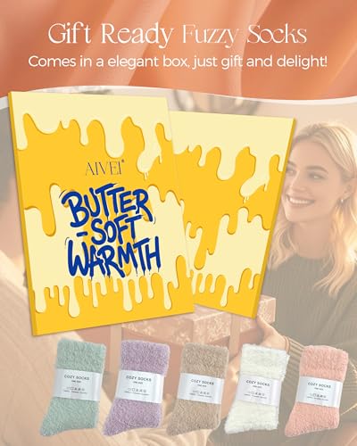 Fuzzy Socks for Women Girls, Cozy Soft Fluffy Warm Thick Winter Plush Home Sleeping Slipper Socks 5 Pairs, Halloween Fall Gifts Basket Stuffers3