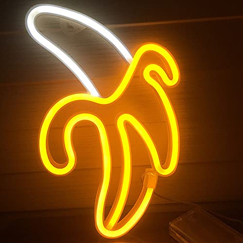 Banana Neon Signs, Novelty LED Neon Light Wall Art Decorative Wall Hanging Sign for Bedroom Kid’s Room Party Home Decor USB/Battery Powered Neon Night Light
