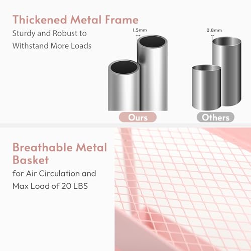 danpinera Carrinho de Armazenamento Fino, Carrinho de Rodinhas Fino de 3 Níveis com Alça, Ganchos e