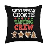 Cute Cookie Tasting Crew Christmas Ki Xmas Costume Cookie Tasting Crew Christmas Throw Pillow,...