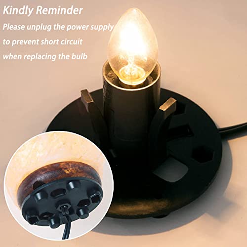 Ohlgt Himalayan Salt Lamp Cord Replacement With Dimmer Switch And E12 Halogen Bulbs(6-Pack), 5 Feet Cords With Base Assembly #TOP2