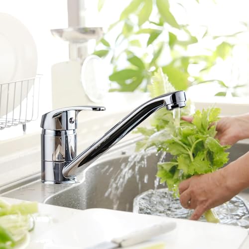 HENGBIRD Wasserhahn Küche Chrom, spülarmaturen küche 360°Schwenk, Verchromte Einhebel Küchenarmatur für Einzel und Doppelspülen kalte und heiße Einstellungen wasserhahn küche Geeignet für Küche,Bad