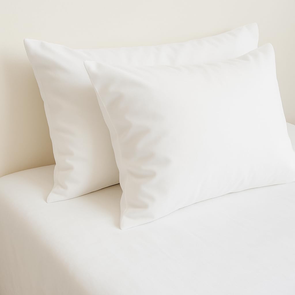 Peru Pima 285 Thread Count Percal King Pillowcases - 100% Peruvian Pima Cotton, 2 Piece (2 Pillowcases) - Cooling, Crisp, Hotel Quality Bedding - White