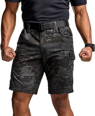 CQR Men's Flex Casual Cargo Shorts – Lightweight Water‑Resistant, Stretch Tactical Work Shorts with...