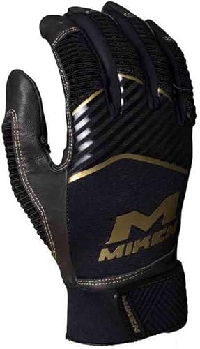 Miken Guantes de bateo de sóftbol Gold Slowpitch  XXL adulto  negrodorado