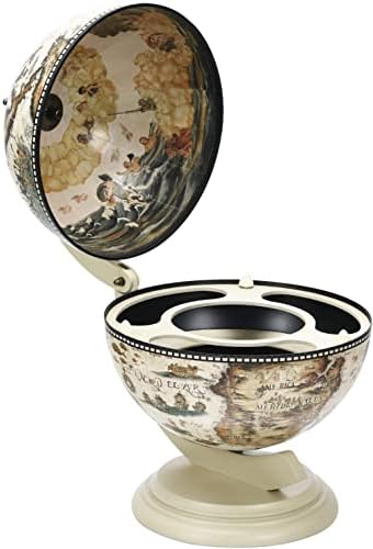 TANGZON Globe Shaped Wine Stand, Tabletop Mini Bar Drinks Cabinet, Retro Nautical Chart Beverage Wine Spirits Champagne Storage Holder for Home Kitchen Living Room Cellar (Beige)