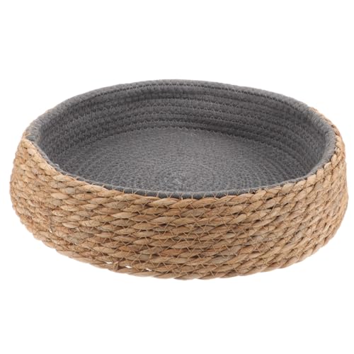 Alipis Panier De Lit De Chat Rotin Lit De Couchage pour Animaux De Compagnie Nid De Chien Rond Chenil De Chiot De Chaton Tressé À La Main Coussin Respirant...