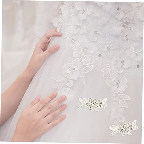 ULDIGI 2 peças de remendos de tecido de casamento com strass de costura de renda para decorações D b