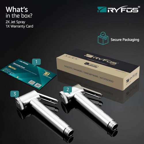Image of India's 1st Lifetime Support Brand, R1020HF, ABS, Health Faucet | Jet Spray Gun for Toilet | Health Faucets | faucet for Toilet | 2-Piece, Chrome Finish