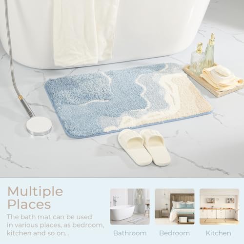 Cute Ocean Bathroom Rug Super Absorbent Bath Mat Machine Washable and Non Slip Fluffy Carpet for Shower, Bedroom and Living Room (31"x20", Ocean) by Loismood - Used condition - Image 7