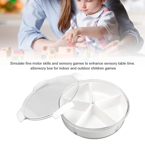 Masyrt Multifunktionaler Sensorischer Mülleimer mit Deckel und 5 Herausnehmbaren Aufbewahrungseinsätzen – Ideal für Bastelarbeiten für Kleinkinder und Sensorisches Spielzeug, weiß