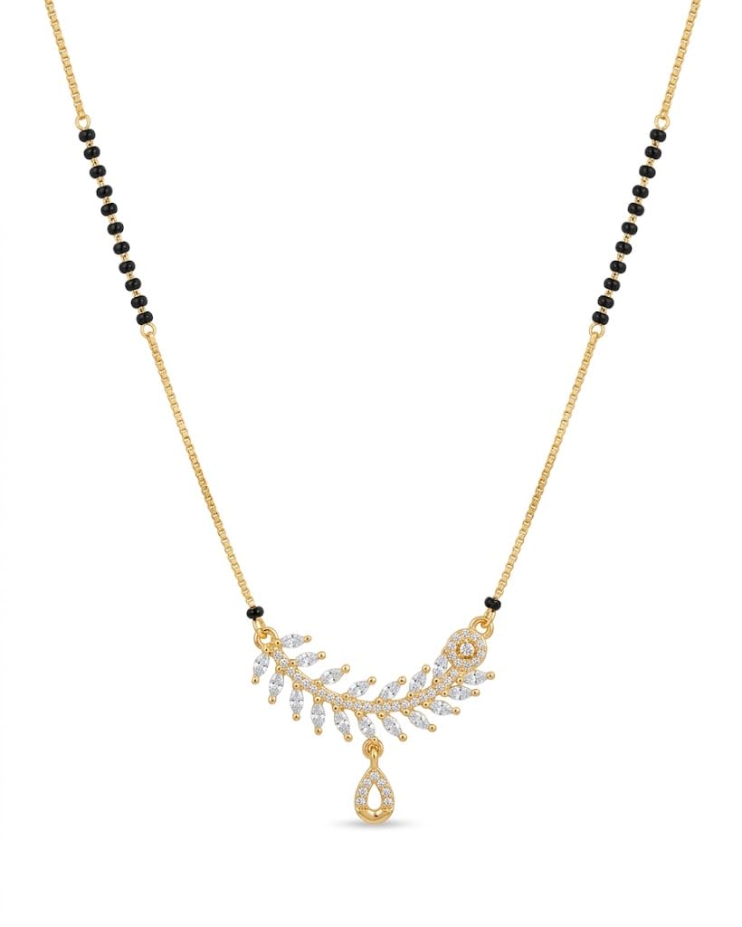 Gold Plated Artificial Stones and Beads Archi 2.0 Mangalsutra For Women-image-37