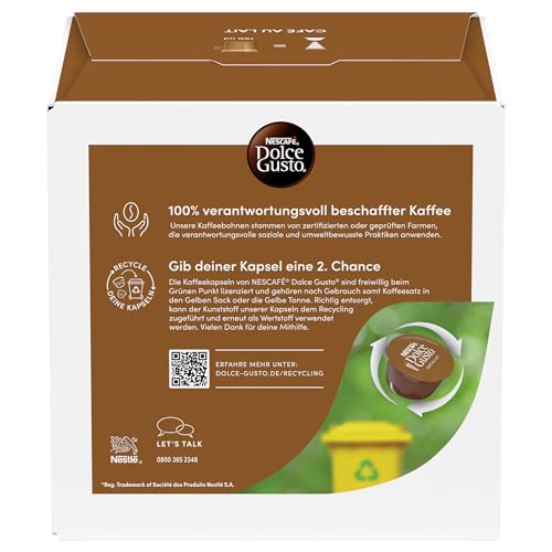 NESCAFÉ Dolce Gusto Café au Lait mit cremigem Milchschaum, 3er Pack (3x16 Kapseln)