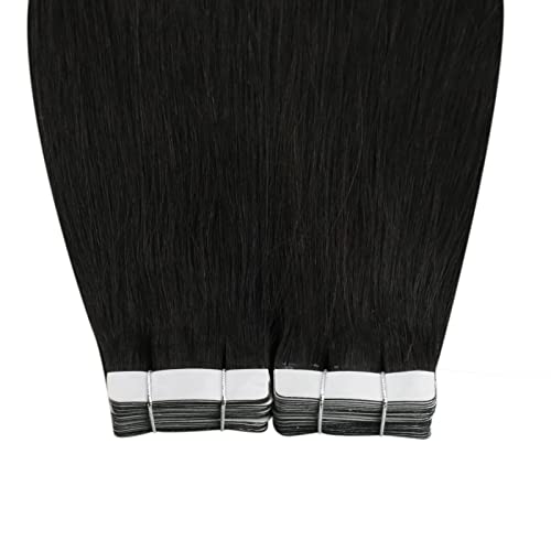 Ugeat Tape In Hair Extensions Black Human Hair Natural Black Tape In Hair Extensions Human Real Human Hair For Women Black Hair Exensions Human Hair 14Inch 50 Grams 20Pieces #TOP6