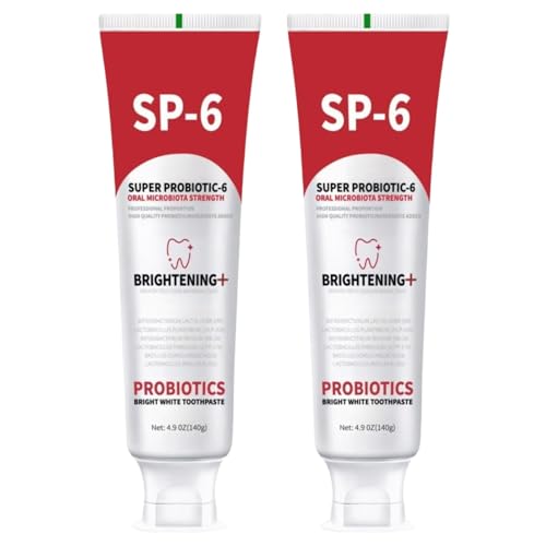 2 PCS SP-6 Probiotic Whitening Toothpaste, for Teeth Whitening and Gum Health, Enhanced Formula with 6 Probiotics, Fluoride-Free, Minty Fresh Flavor, 4.9 oz (2)