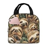 Lindo Estampado De Sloth Bolsa Isotermica Polifuncional Bolsa Almuerzo Reutilizable Bolsas De Refrigerios Para Escuela Compras Oficina 22X20X13Cm