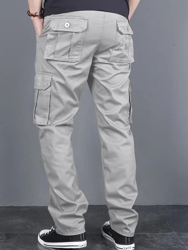 Image of Men's Casual Cargo Pants | Regular Fit Multi-Pocket Trousers-