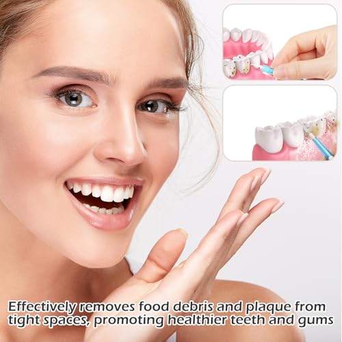 Bigqin 50 Stück Interdentalbürsten, 0,6/0,8 mm Durchmesser, weiche Zahnzwischenraumbürsten, Dual-Use Zahnseide Stick mit Etui, Dentalbürsten für Zahnreinigung Zwischenräume Größe 3/Größe 5 – Bild 4