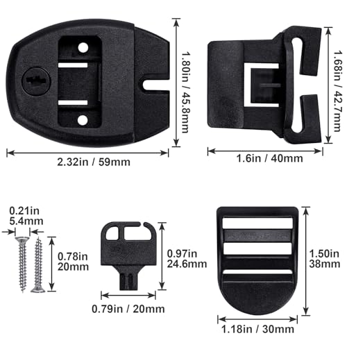 OIIKI 8 Sets Spa Hot Tub Cover Clips, Hot Tub Cover Broken Latch Repair Kit- Replacement 8 Latches Clip Locks, 8 Slides, 8 Keys with 16 Screws, Hardware Accessories for Spa Cover Straps (Black) - Thumbnail 2