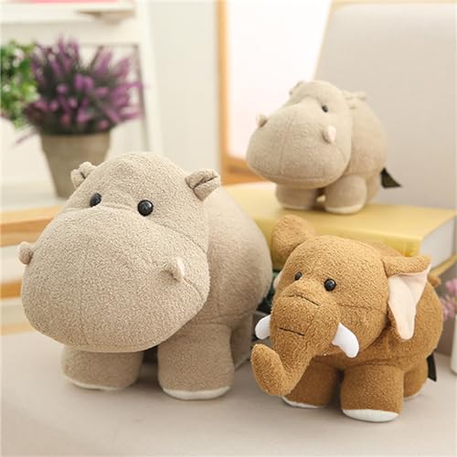 Uixxducc Kuscheltier Kinder Plüschtier Niedlich Elefanten Nilpferd Plüsch Spielzeug Weiche Flauschige Schmusekissen Kinderzimmer Deko Wurfkissen Geschenke (Nilpferd-B,25 cm)