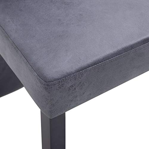 Dining Chairs 4 Pcs Gray Faux Suede Leather Backrest Wood Wooden Side Natural For Kitchen Room Living Cafe Bistro Furniture Outdoor Indoor Modern #TOP7