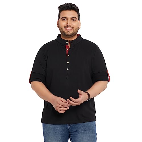 Image of Bigbanana Plus Size Men's Regular Fit Solid Henley Tshirt