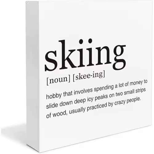 Wooden Plaque Sign, Skier Gift, Skiing Definition, Lettering Design, Artificial