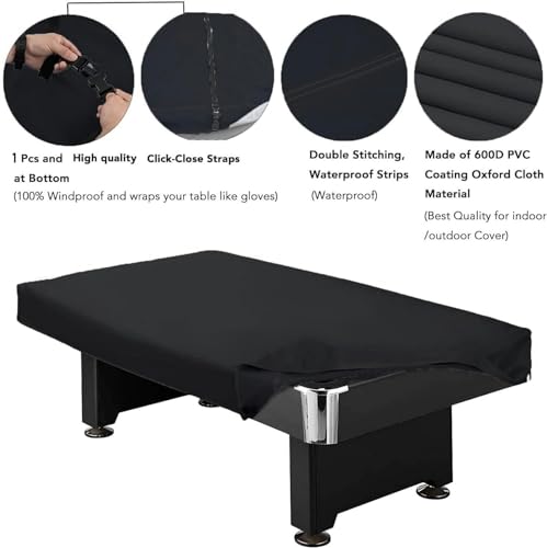 Cubierta de mesa de billar impermeable de lona Oxford 600D resistente para 7, 8 y 9 pies 4