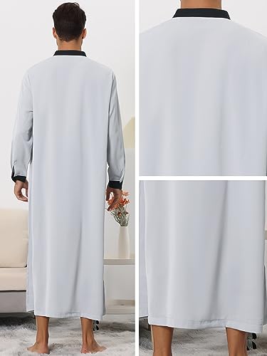 Lars Amadeus Nightshirt for Men's Contrast Color Banded Collar Long Sleeves Nightgown4