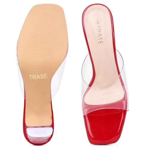 Image of TRASE Transparent Block Heels for Women Stylish | Fashionable Heel Sandals for Girls | Elegant & Formal Footwear