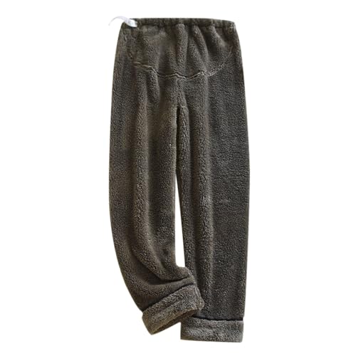 Generisch Pantalones de chándal para mujer de terciopelo engrosado para maternidad vientre pantalones de invierno de color sólido pijamas ajustables pantalones de casa, gris oscuro, XL