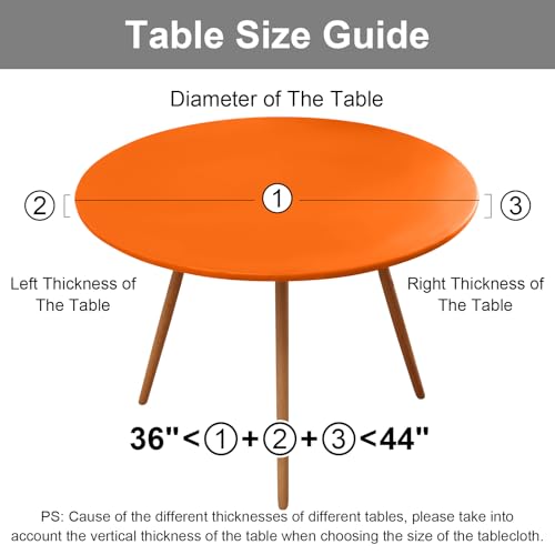 Smiry Round Picnic Tablecloth, Waterproof Elastic Fitted Table Covers for 36" - 44" Tables, Wipeable Flannel Backed Vinyl Tablecloths for Camping, Indoor, Outdoor, Orange by Smiry - Used condition - Image 8