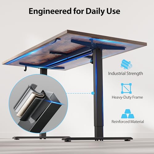 Image of Agilestic Electric Standing Desk, 48 x 28 Inches Height Adjustable Desk, Sit Stand up for Work Office Home, Ergonomic Rising Computer Table with Memory Preset, Rustic Brown