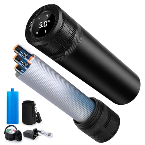 SUNMON Electric Insulin Cooler Travel Case, Intelligent Medication Cooler for Travel Auto-Cooling and Temp Control Medicine Refrigerator with USB Charger & Biogel, Injection Travel Case (Black)