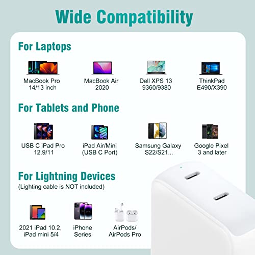 Chargeur Mac Book 67W double chargeur USB C pour MacBook Air 2020 et iPad
