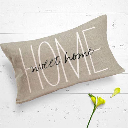 Xihomeli 12X20 Inch Throw Pillow Covers Home Sweet Home Quotes Cotton Linen Rectangle Pillowcase Gray Background Cushion Case For Home Sofa Bed Couch Decorations (Gray Sweet, 12"X20") #TOP1