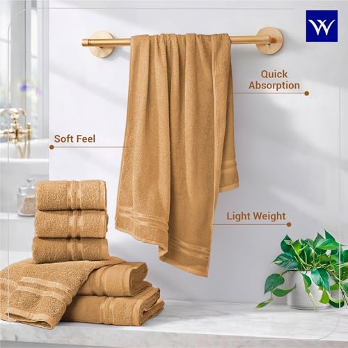 Image of Welspun 100% Cotton Quik Dry Bath Towel | High Absorbency Super Soft, Fast Drying Towels for Bath | 380 GSM Large Size 1 Piece Bath Towel for Men and Women | Sized 70cm X 150cm Beige