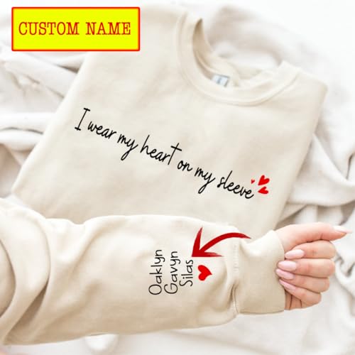 DILYPOD Personalized Grandma Sweatshirt, Custom Mom Shirt with Kids Name on Sleeve, Christmas & Mothers Day Gift2