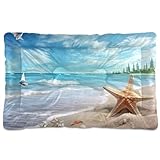 KJIZMO Beach Dog Bed Mat, Soft Comfortable Warm Crate Pad with Anti-Slip Bottom, Machine Washable Pet Mattress for Pets Sleeping for Large Medium Dogs & Cats 24x18in