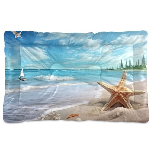 KJIZMO Beach Dog Bed Mat, Soft Comfortable Warm Crate Pad with Anti-Slip Bottom, Machine Washable Pet Mattress for Pets Sleeping for Large Medium Dogs & Cats 24x18in