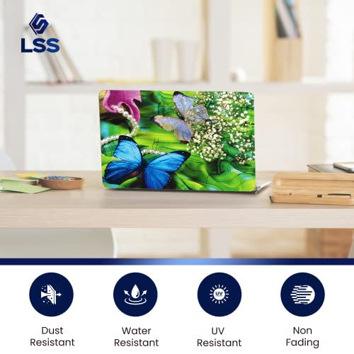 Image of LSS 15 15.6 Inches Laptop Notebook Skin Sticker with 2 Wrist Pads - Reusable Cover Protector Vinyl Sticker Cover Decal Fits 13 inch - 16 inch HP Asus Acer Samsung - Butterfly Floral Pattern