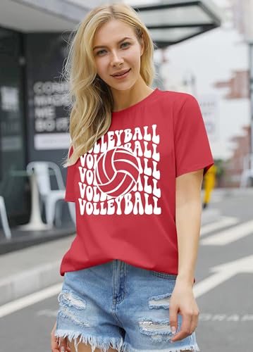 Women's Volleyball Mom T-Shirts - Graphic Short Sleeve Shirts4