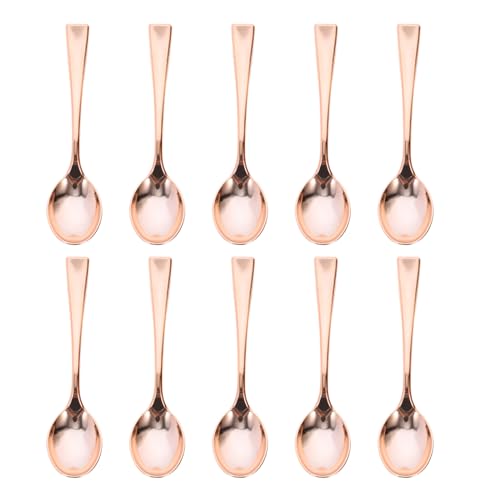 24Pcs Rose Gold Mini Disposable Spoons - Elegant Plastic Dessert Spoons Tiny Ice Cream Spoon for Tasting Ice Cream Cake Party Use