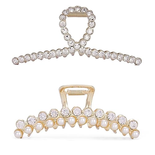 Pince à cheveux en métal lot de 2 anti glisse avec perles pour fille
